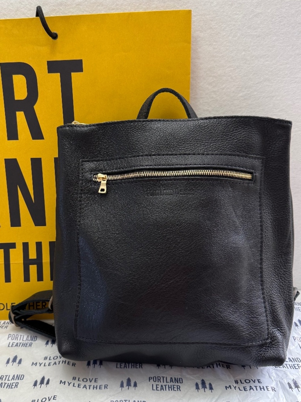 Portland Leather Goods PLG Large Tote Backpack in Pebbled Black EUC